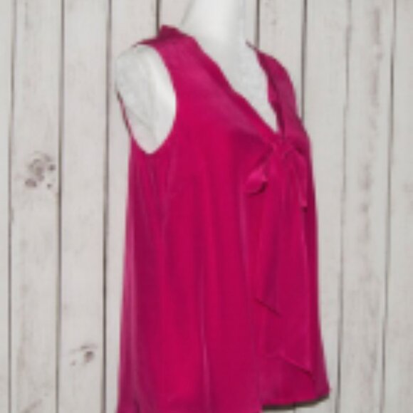 Lilly Pulitzer Women's 100% Silk Sleeveless V-nec Blouse Bow tie Size Small - Picture 5 of 6